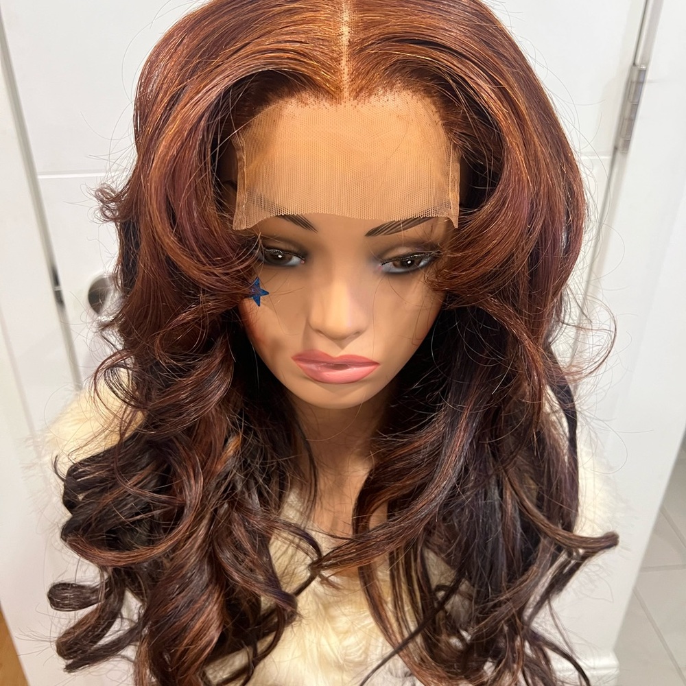 Elegant Brown Wavy Lace Front Wig